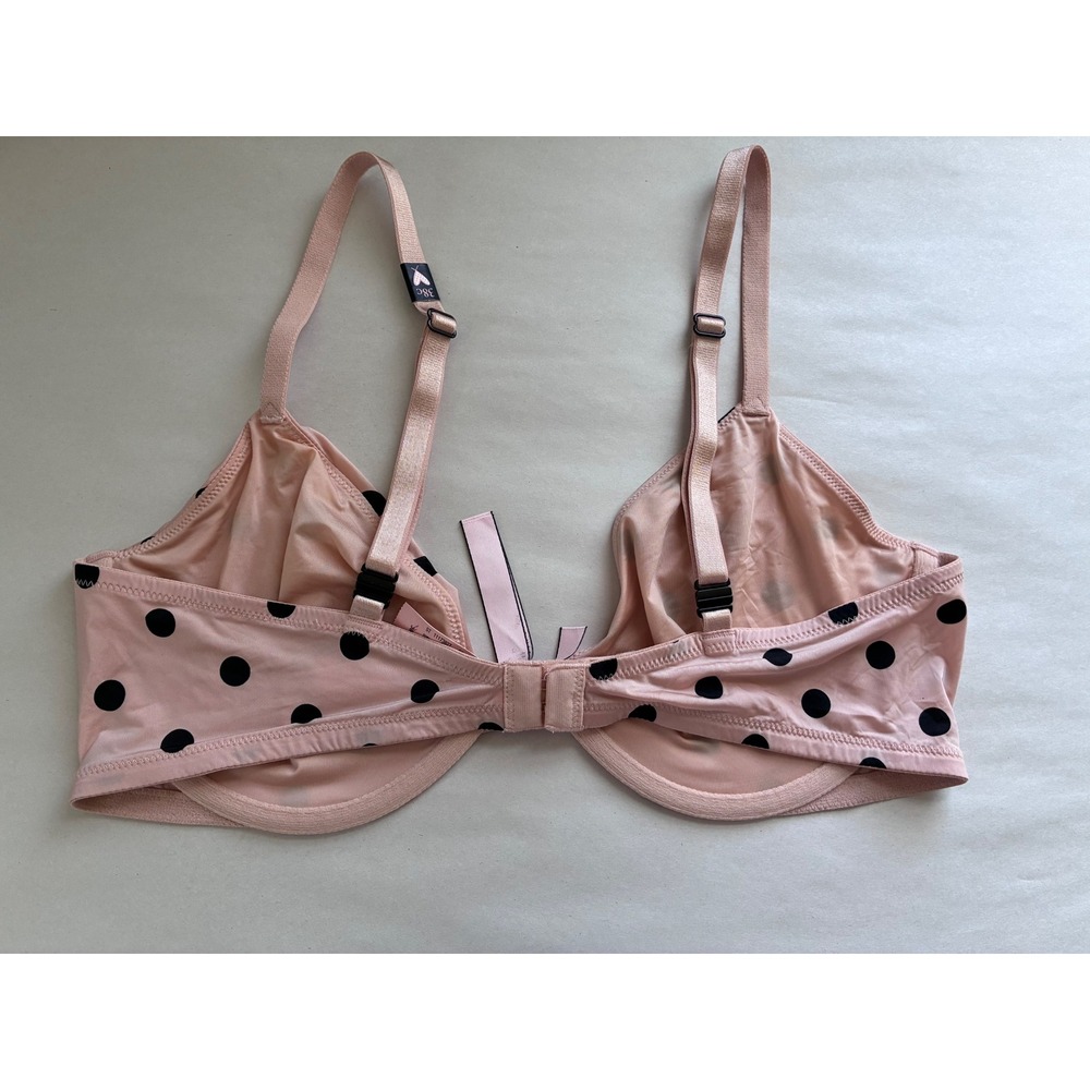 NWT Victoria's Secret Pink Black Polka Dot Unlined Demi Bra 38C - Picture 2 of 4